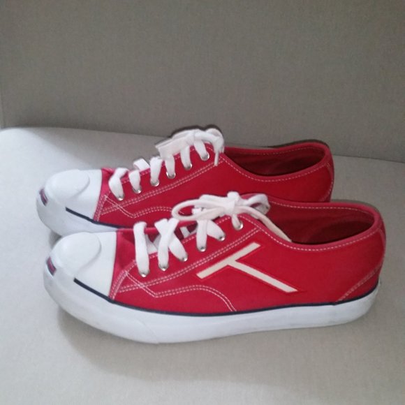 Tommy Hilfiger red and white sneakers Unisex item.  EUC - Picture 1 of 7